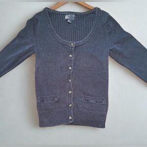 American Eagle navy blue knit button down cardigan, size xs